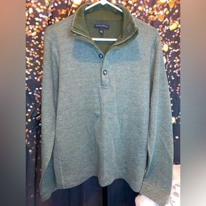 Banana Republic Mens Size Medium 1/4 Zip/4 buttons Pullover Sweater Green